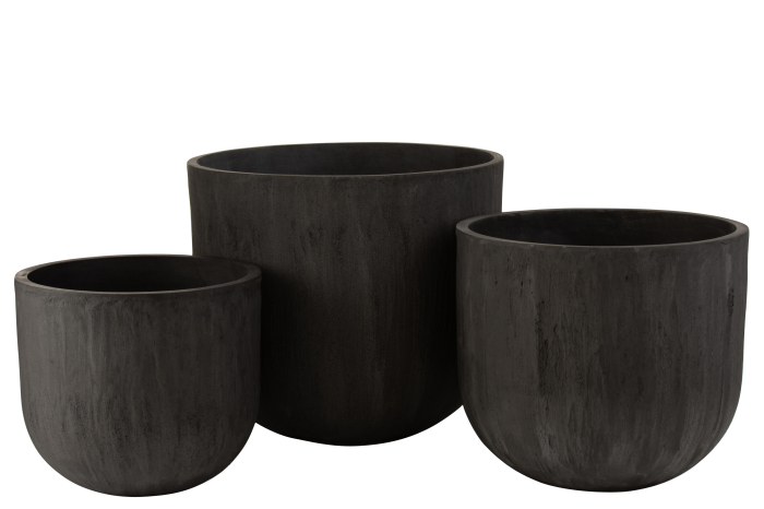 Set 3 ghivece, Ceramica, Negru, 50x50x43.5 cm [1]