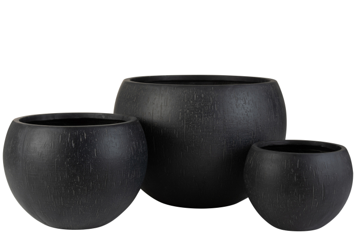Set 3 ghivece, Ceramica, Negru, 55.5x55.5x39 cm [1]