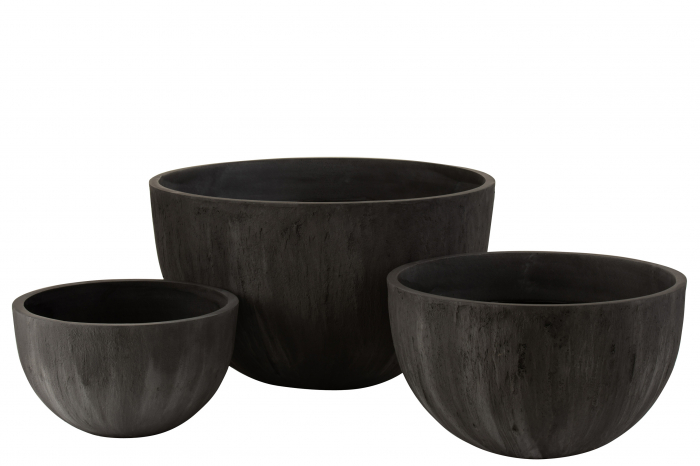 Reducere Jolipa Set 3 ghivece, Ceramica, Negru, 60x60x46 cm