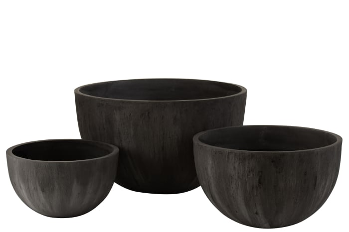 Set 3 ghivece, Ceramica, Negru, 60x60x46 cm [1]