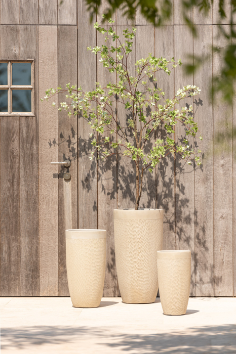 Set 3 ghivece Round, Ceramica, Bej, 38x38x72 cm [3]