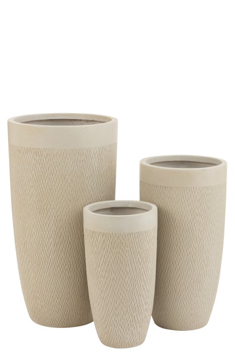 Set 3 ghivece Round, Ceramica, Bej, 38x38x72 cm [2]