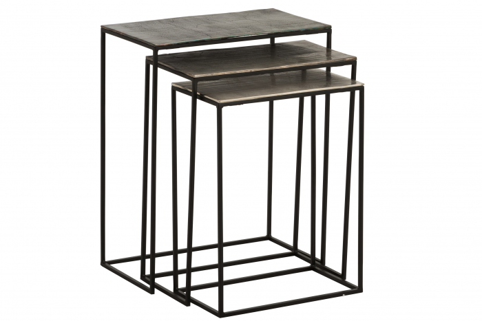 Set 3 masute, Aluminiu, Negru, 53x29x66.5 cm [3]