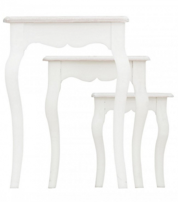 Set 3 masute de cafea Clorine, Lemn, Alb, 30/41/53x24/30.5/35x29/38/47 cm [4]
