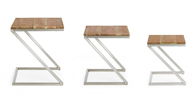 Set 3 masute de cafea Osbert, Lemn de acacia, Maro, 35/40/45x35/40/45x43/48/53 cm [3]