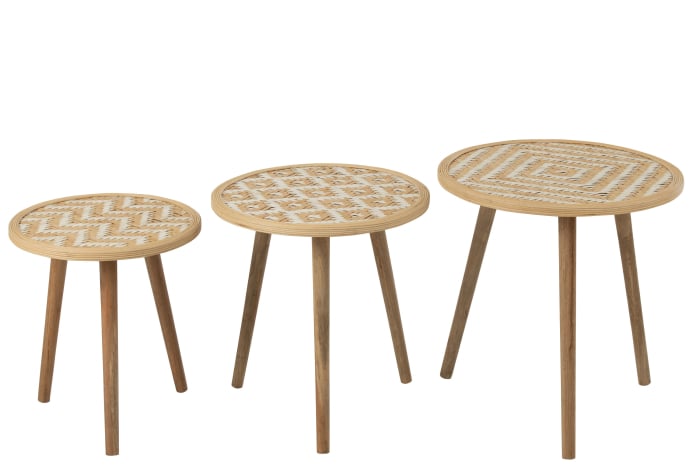 Set 3 masute laterale, Fibre naturale, Natural, 53x53x55 [6]