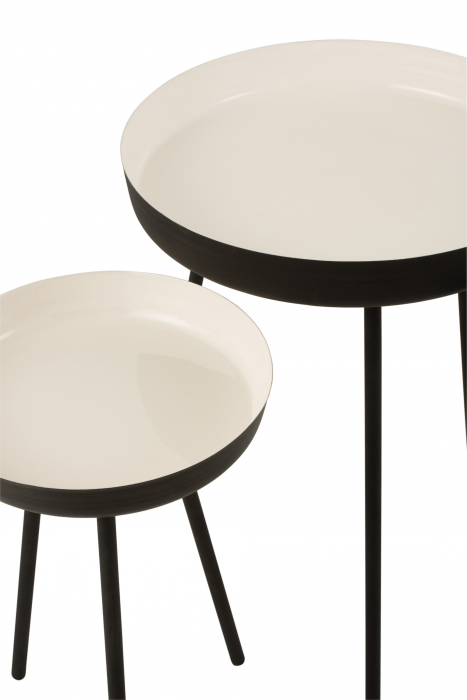 Set 3 masute, Metal, Alb, 52x52x58 cm [4]