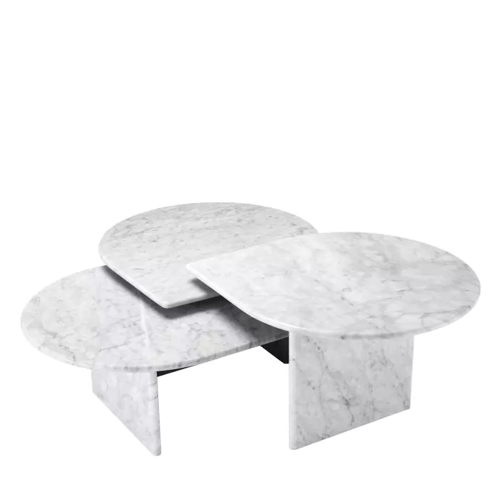 Set de 3 măsuțe de cafea din marmură albă Carrera Napoli [9]