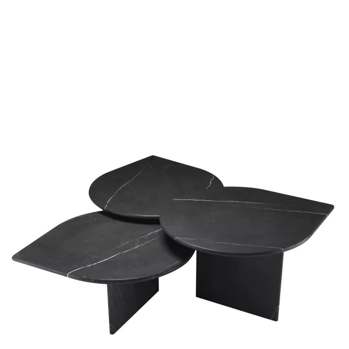 Set de 3 măsuțe de cafea din marmură neagră șlefuită Napoli [2]