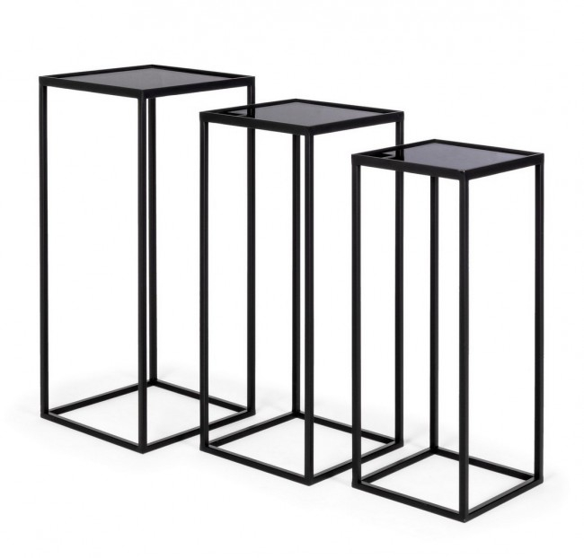 Set 3 masute  Nucleos, Otel, Negru, 24/28/31x24/28/31x65/70/75 cm [5]