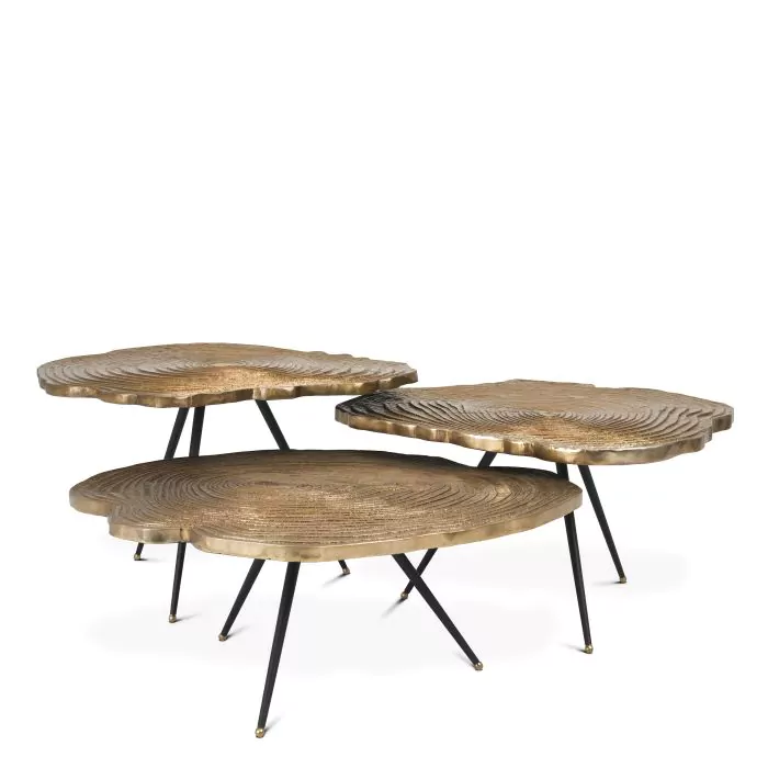 Set de 3 masute de cafea cu finisaj alama Quercus [2]