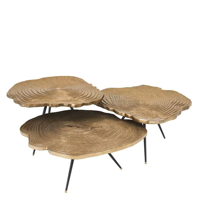 Set de 3 masute de cafea cu finisaj alama Quercus [3]