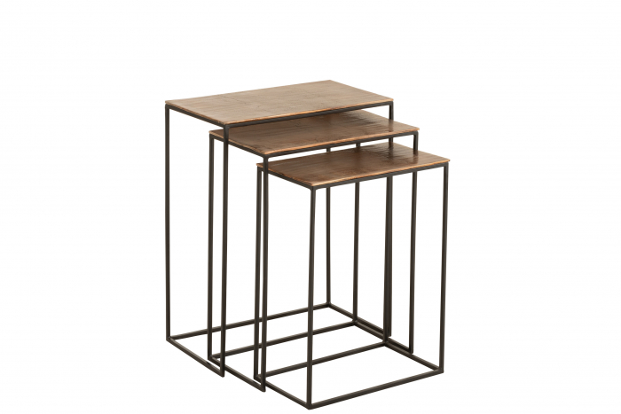 Set 3 masute Rectangular, Aluminiu, Maro, 53x29x66 cm [2]