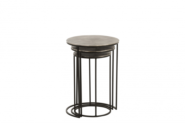 Set 3 masute Round, Aluminiu, Negru, 42x42x60 cm [3]