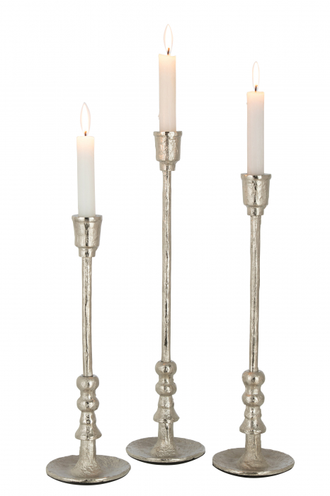 Set 3 sfesnice Becca, Aluminiu, Argintiu, 10.5x10.5x45.5 cm [2]