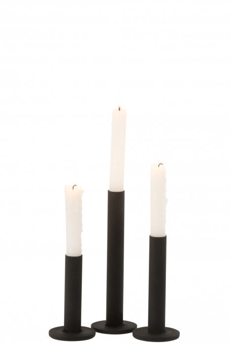 Set 3 sfesnice Modern, Metal/Fier, Negru, 7x7x21.5 cm [2]