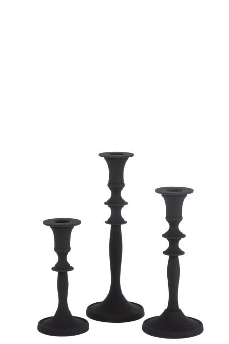 Set 3 suporturi lumanare Classical, Metal/Fier, Negru, 8.5x8.5x23.5 cm [2]
