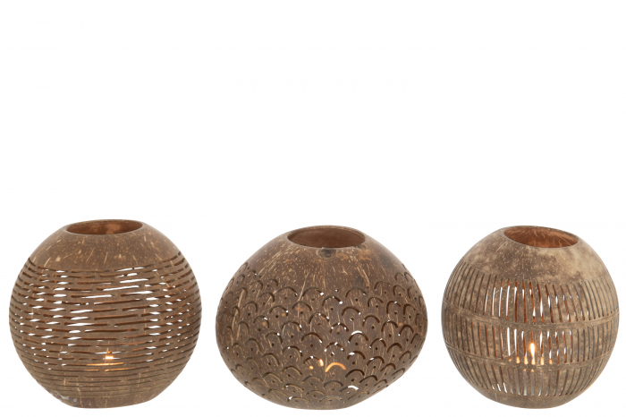 Set 3 suporturi lumanare Coconut, Bambus, Maro, 42x14x11 cm [2]