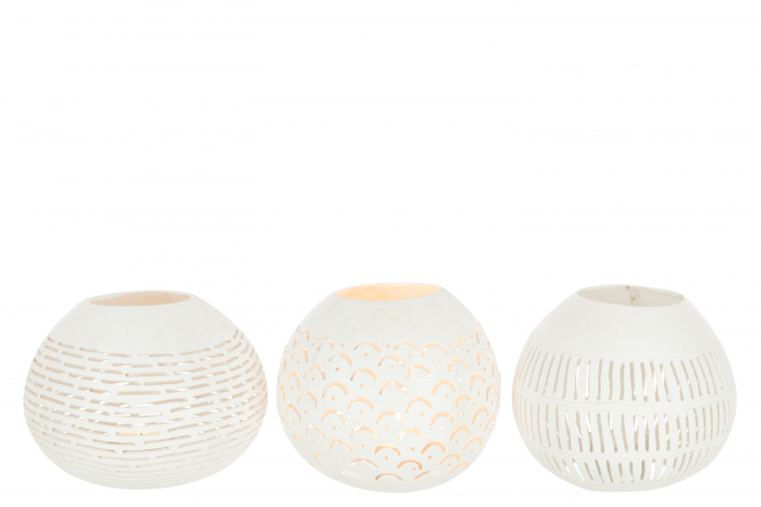 Set 3 suporturi lumanare Coconut, Rattan/Bambus, Alb, 42x15.5x12.5 cm [2]
