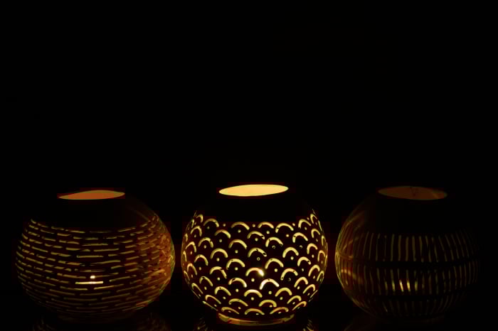 Set 3 suporturi lumanare Coconut, Rattan/Bambus, Alb, 42x15.5x12.5 cm [3]