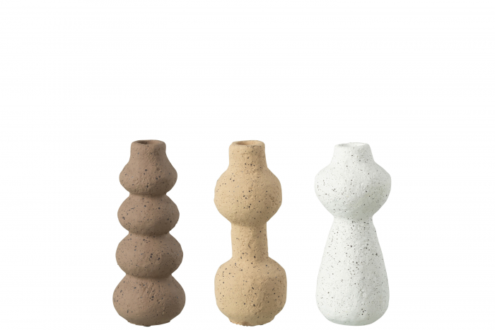 Set 3 suporturi lumanari, Ceramica, Multicolor, 8.5x8.5x20