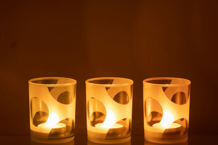 Set 3 suporturi lumanari, Sticla, Multicolor, 10x10x12.5 [4]