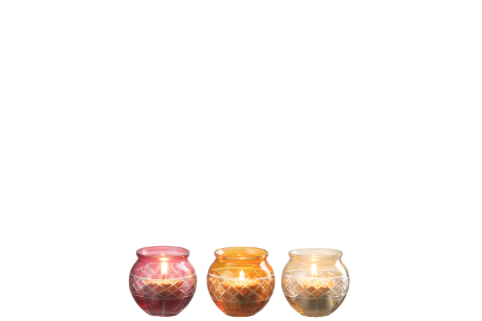 Set 3 suporturi lumanari, Sticla, Multicolor, 6x6x6.5 [2]