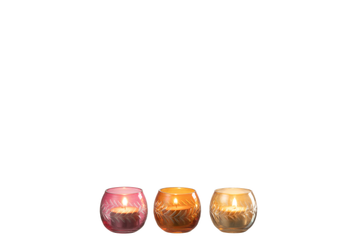 Set 3 suporturi lumanari, Sticla, Multicolor, 6x6x6 [2]