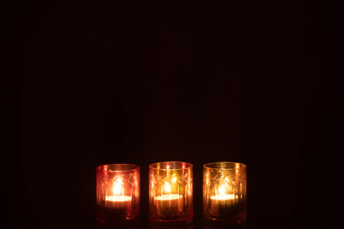 Set 3 suporturi lumanari, Sticla, Multicolor, 6x6x7.5 [4]