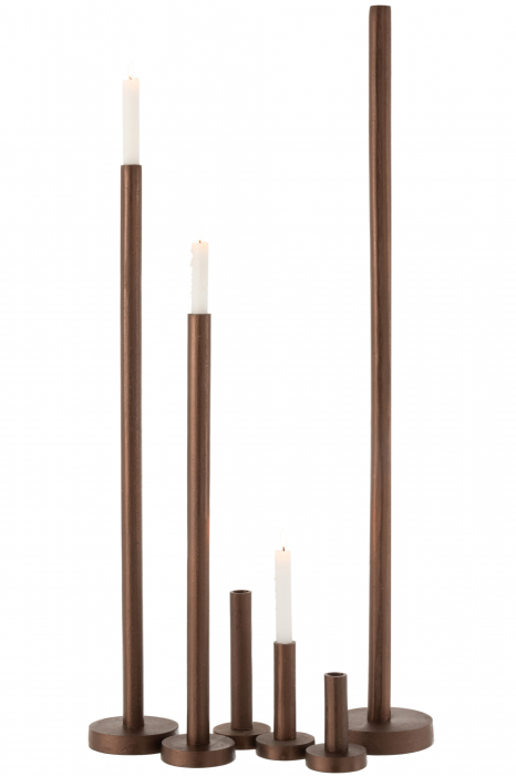 Set 3 suporturi pentru lumanari Jolipa, Metal, Maro, 15x15x102.5 cm [4]