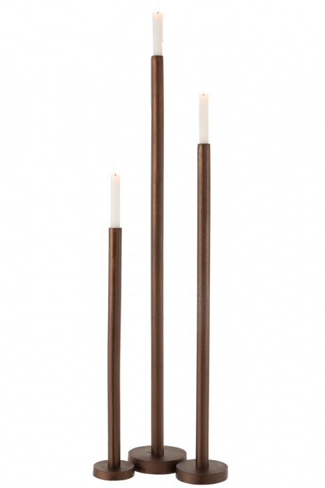 Set 3 suporturi pentru lumanari Jolipa, Metal, Maro, 15x15x102.5 cm [2]