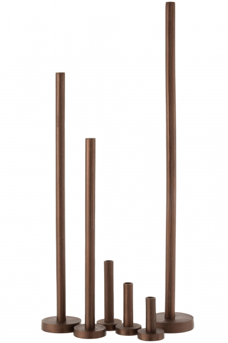Set 3 suporturi pentru lumanari Jolipa, Metal, Maro, 15x15x102.5 cm [3]