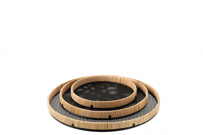 Set 3 tavi Round, Metal/Fier, Negru, 50x50x4 cm [2]