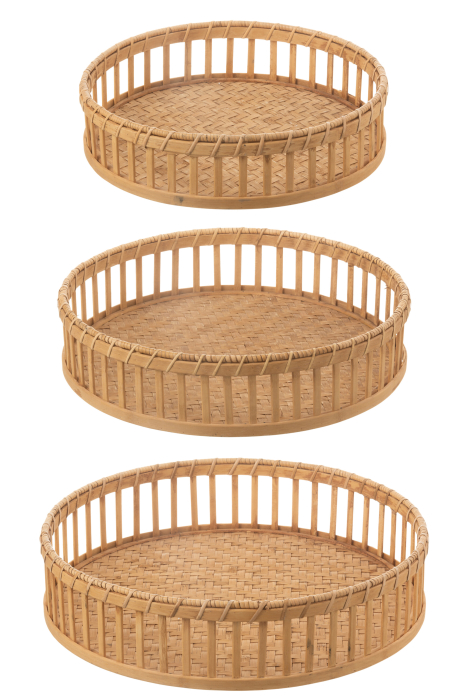 Set 3 tavite bambus, Fibre naturale, Natural, 46x46x11 [2]