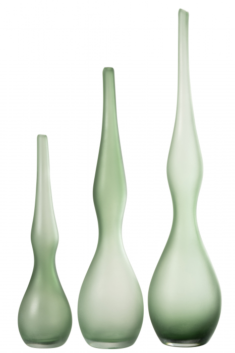 Set 3 Vaze Adria Curved Flute Sticlă, Verde Menta, L 39| W 14| H 64 cm [2]