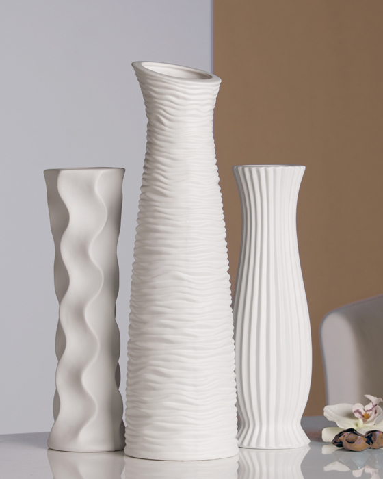 Poza Set 3 vaze asortate Diverso alb, ceramica, 33.5 cm
