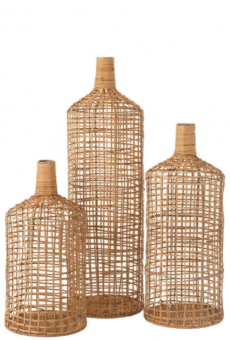 Set 3 vaze decorative Bamboo, Rattan Bambus, Natural, 25x25x80 cm