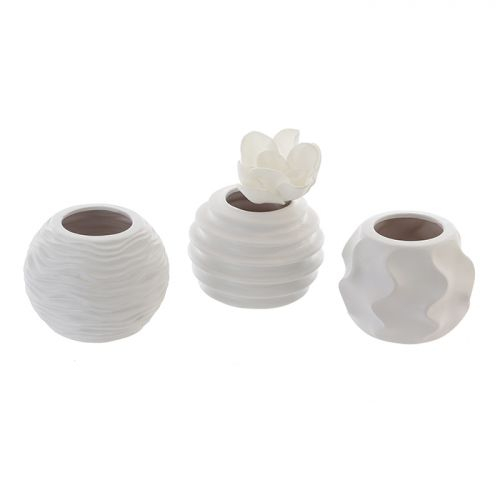 Poza Set 3 vaze Floris, ceramica, alb, 11x14 cm