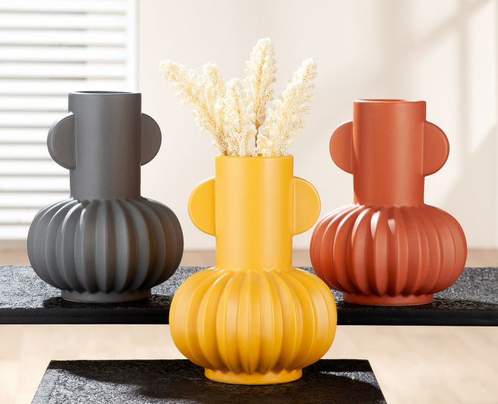Set 3 vaze Futurama, ceramica, multicolor, 20x15 cm