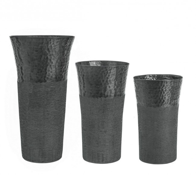 Set 3 vaze HAMMEL, aluminiu, negru, 14 15 16.5cm;24 28 34cm