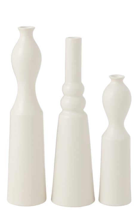 Set 3 Vaze Leia Porțelan, Alb Mat, L 8| W 8| H 32 cm [1]