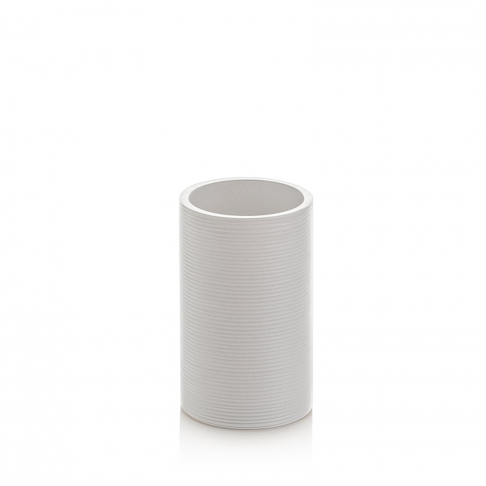 Set 4 accesorii baie FOX, Rasina/Otel/Bambus, Alb,  9.2x9.2x23.7 cm [5]