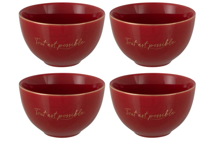 Set 4 Boluri, Porţelan, Rosu, S [1]