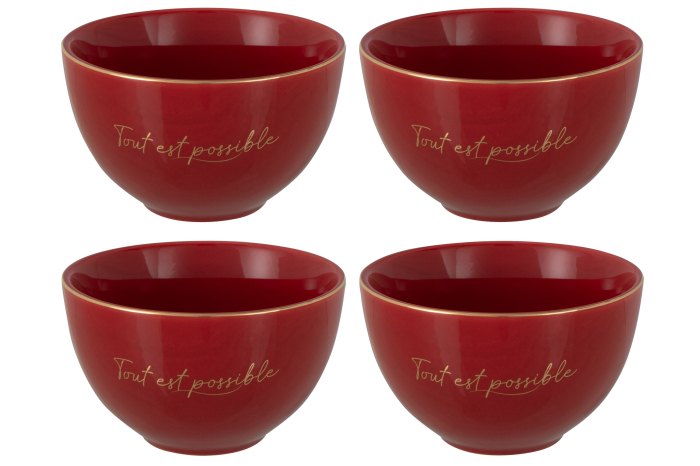 Set 4 Boluri, Porţelan, Rosu, S [1]