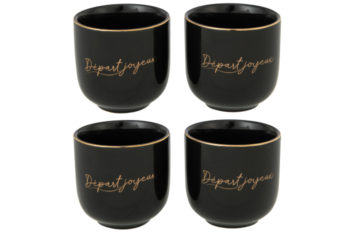 Set 4 Cupe, Porţelan, Negru [1]