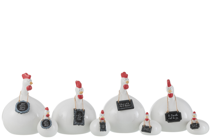 Set 4 decoratiuni Chicken Texts Chalkboards, Ceramica, Alb, 18x19.5x20 cm [2]