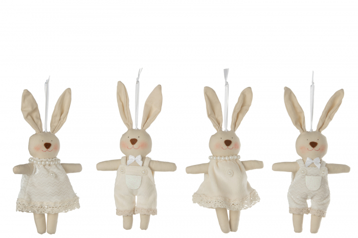 Set 4 figurine, Textil, Alb , 12x3x21