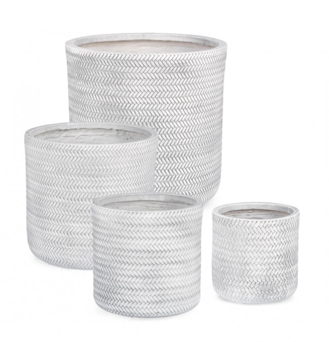 Set 4 ghivece Tressage, Fibra de sticla, Alb, 24/30/36/43xx24/30/36/43 cm [2]