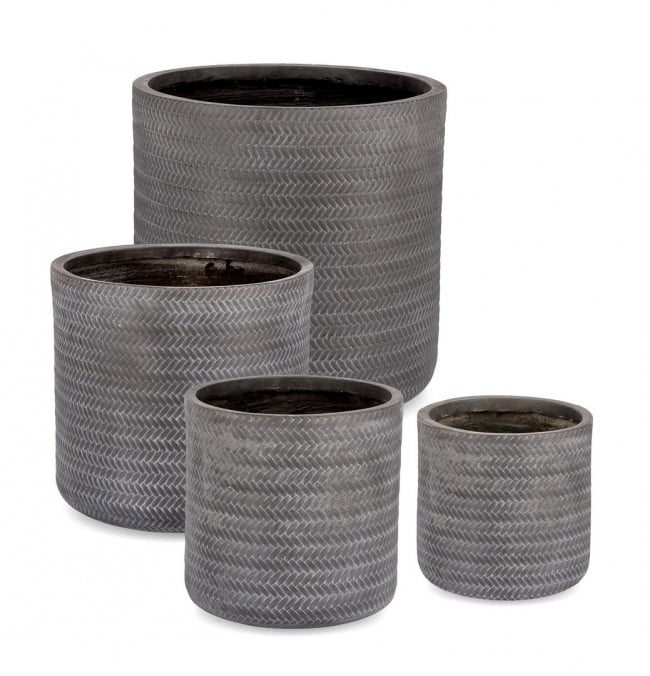 Set 4 ghivece Tressage, Fibra de sticla, Gri inchis, 24/30/36/43xx24/30/36/43 cm [2]