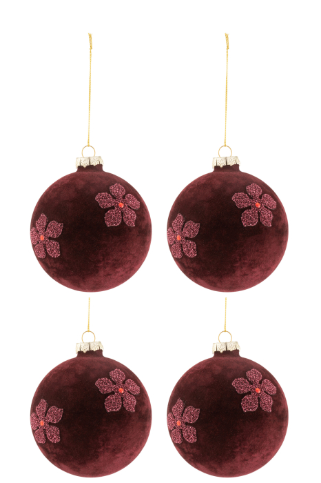 Set 4 globulete, Sticla, Bordeaux, 10x10x10 cm [1]